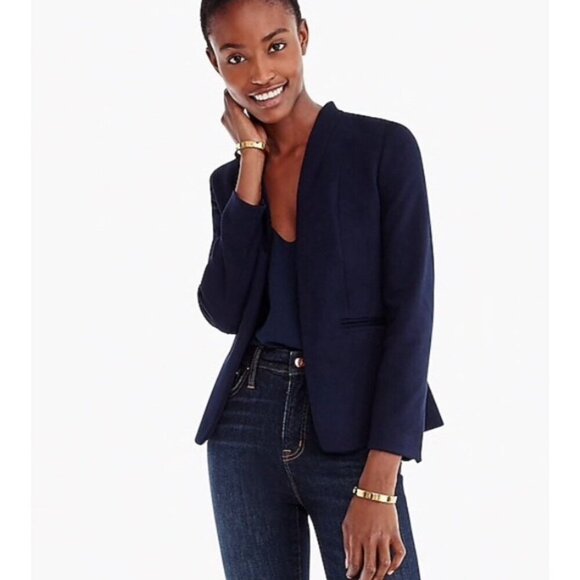 NEW! J.Crew Going-out Blazer Open Front Twill Black SZ 12 - Picture 8 of 16
